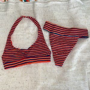 Frankie’s Bikinis Terry Cloth Sunset Stripe S